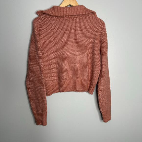 Jessica Simpson Women's Peach 1/4‎ Zip Collared Cropped Sweater Size S - Picture 5 of 5